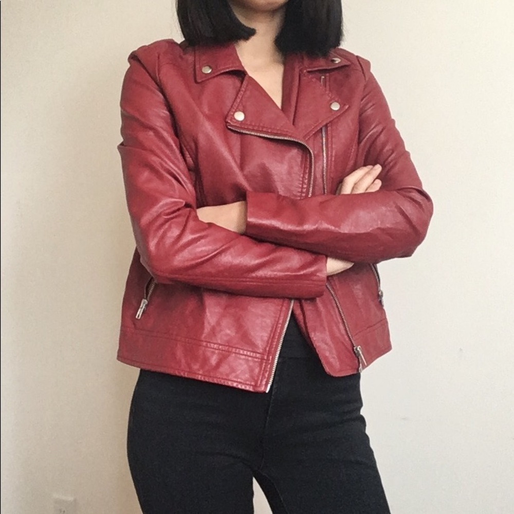 Red leather jacket